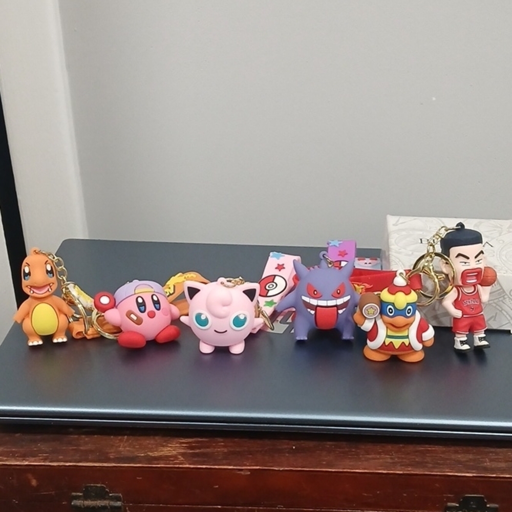 Pokemon Keychain Figure Set - Orange, Pink, Purple, Red, Yellow, Blue